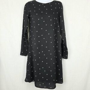 H&M Black Polka Dot Long Sleeve Shift Dress Sz 4